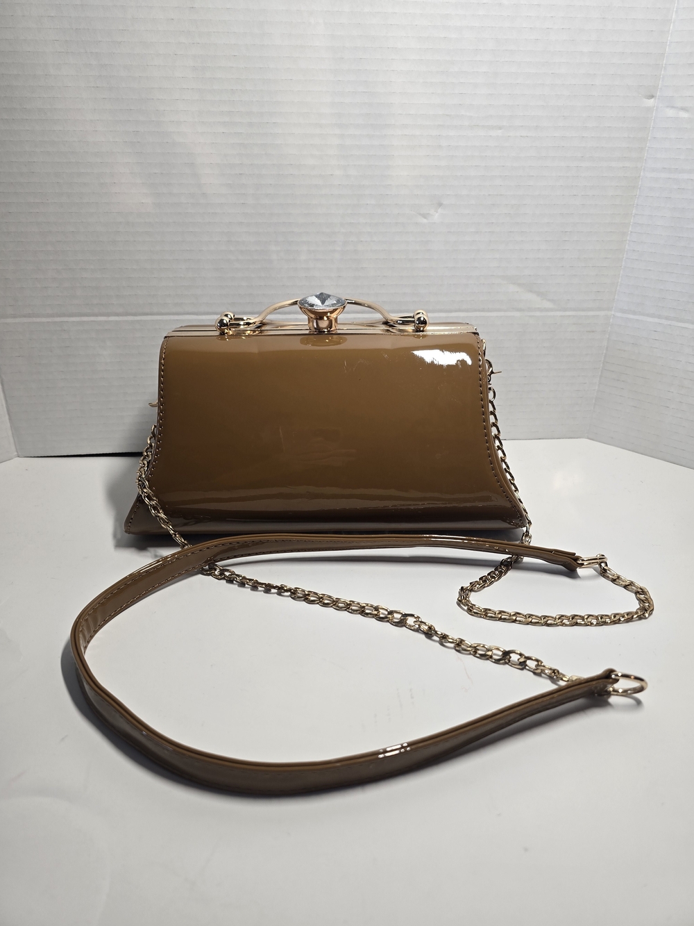 Chain Strap Crossbody Bag - Brown